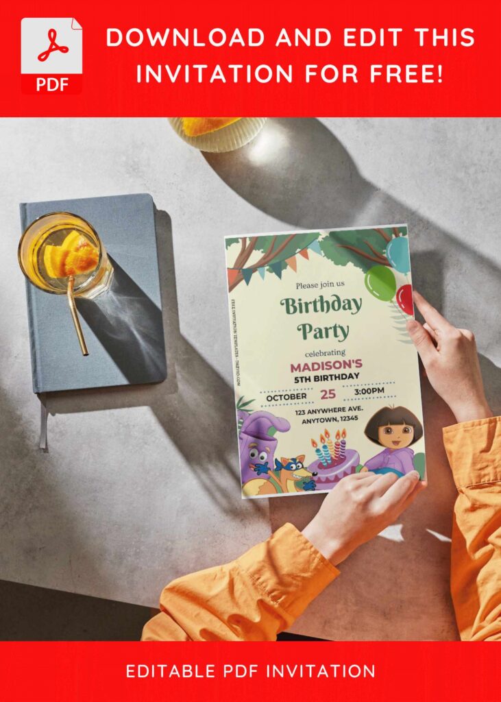 Invitation Template of (Free Editable PDF) Join Dora The Explorer In Jungle Birthday Invitation Templates 3