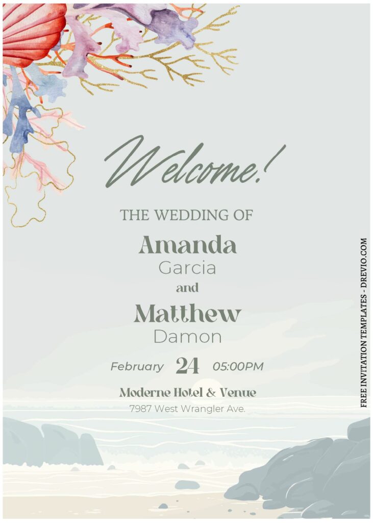 Invitation Template of (Free Editable PDF) Tropical Beige Beach Wedding Invitation Templates 2