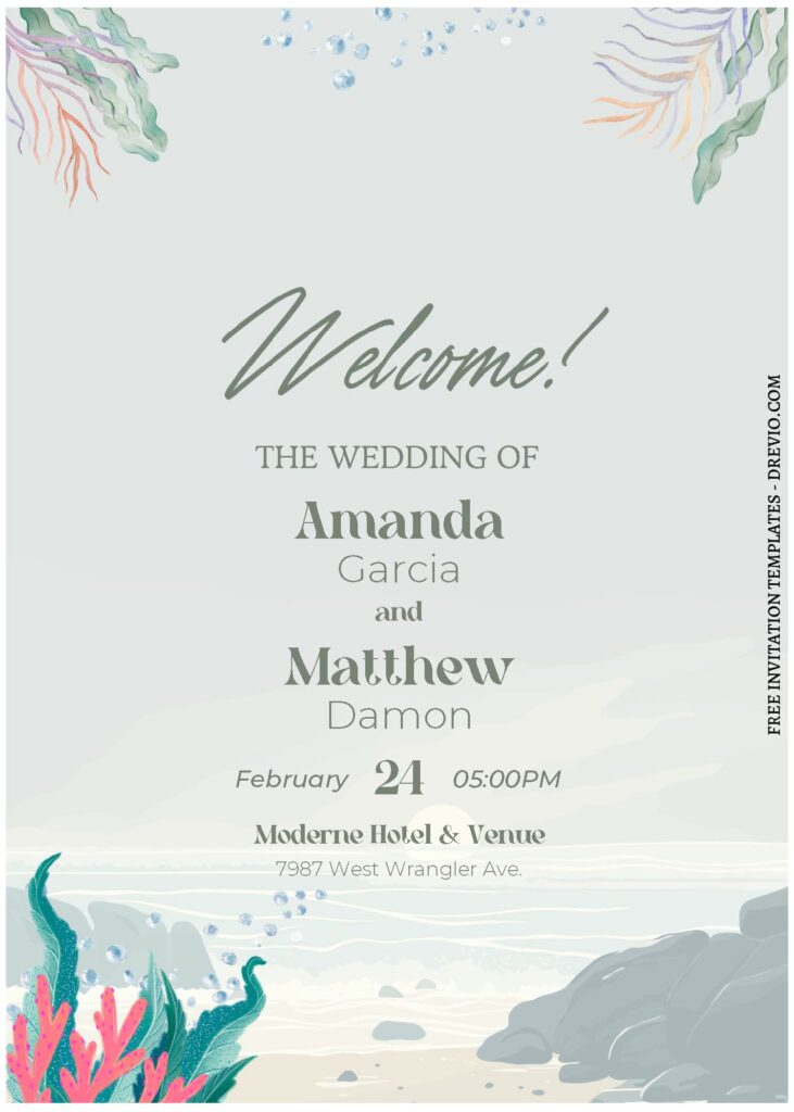 Invitation Template of (Free Editable PDF) Tropical Beige Beach Wedding Invitation Templates 1