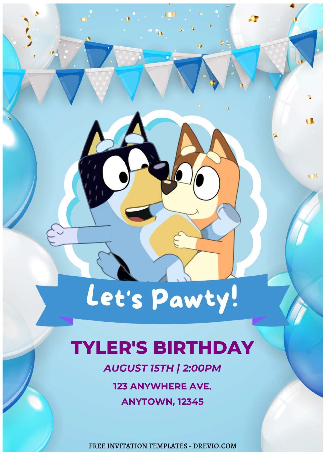 (Free Editable PDF) Bluey's Adventure Birthday Invitation Templates ...