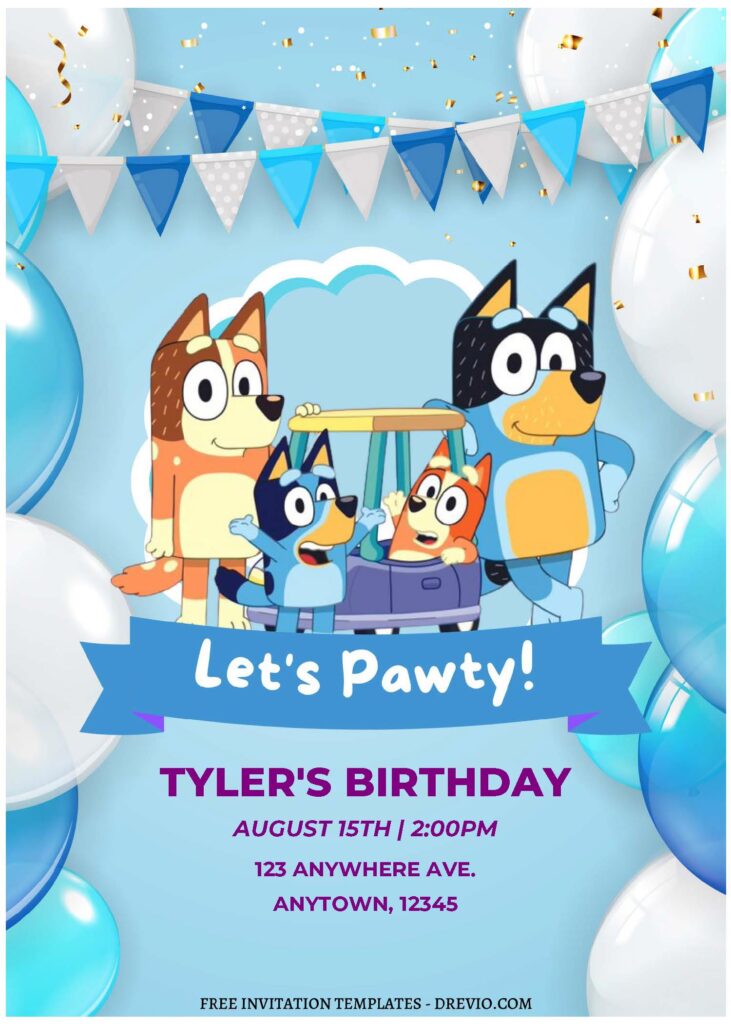 Invitation Template of (Free Editable PDF) Bluey's Adventure Birthday Invitation Templates 1