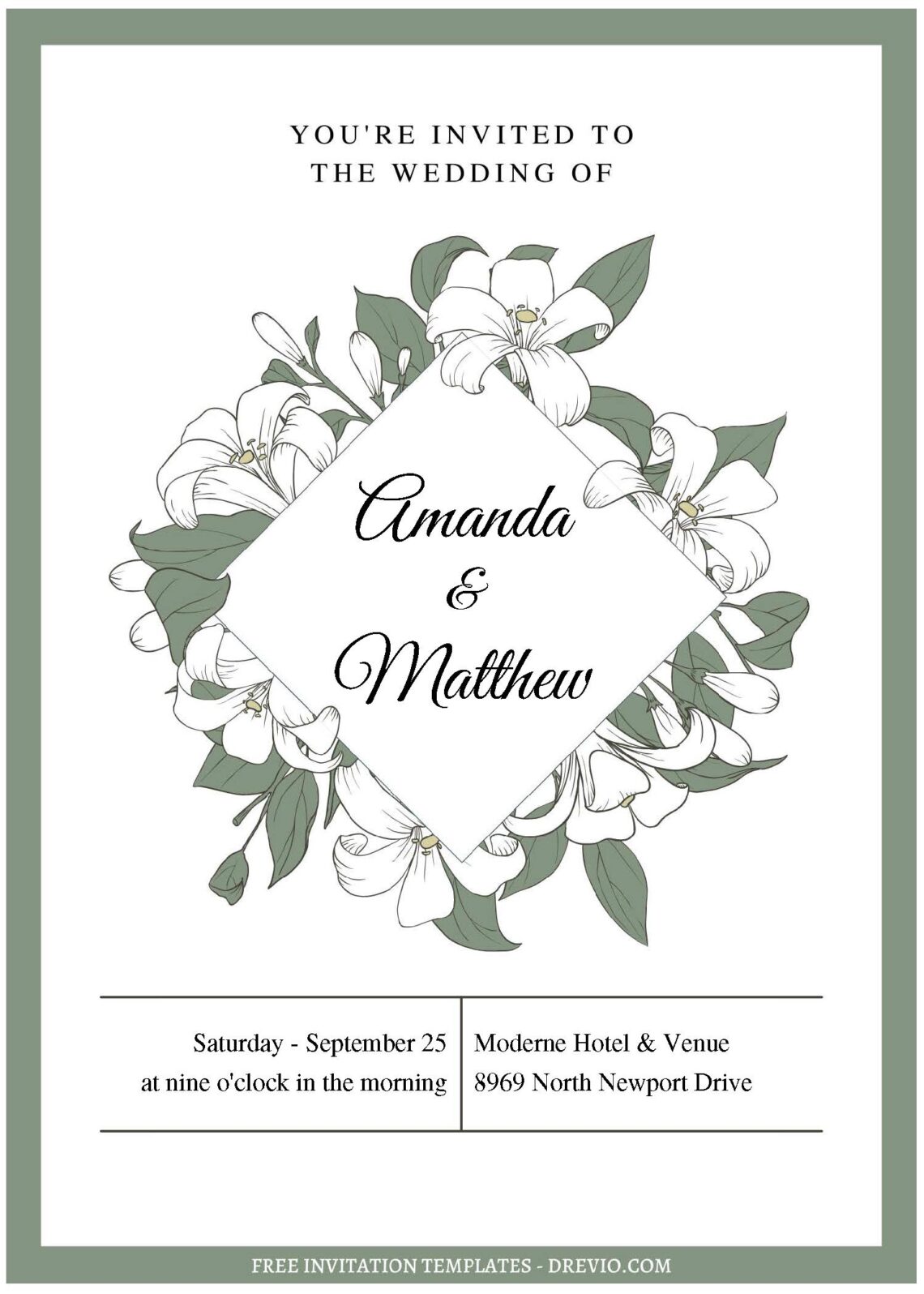 (Free Editable PDF) Picture Perfect Botanical Frame Wedding Invitation Templates A