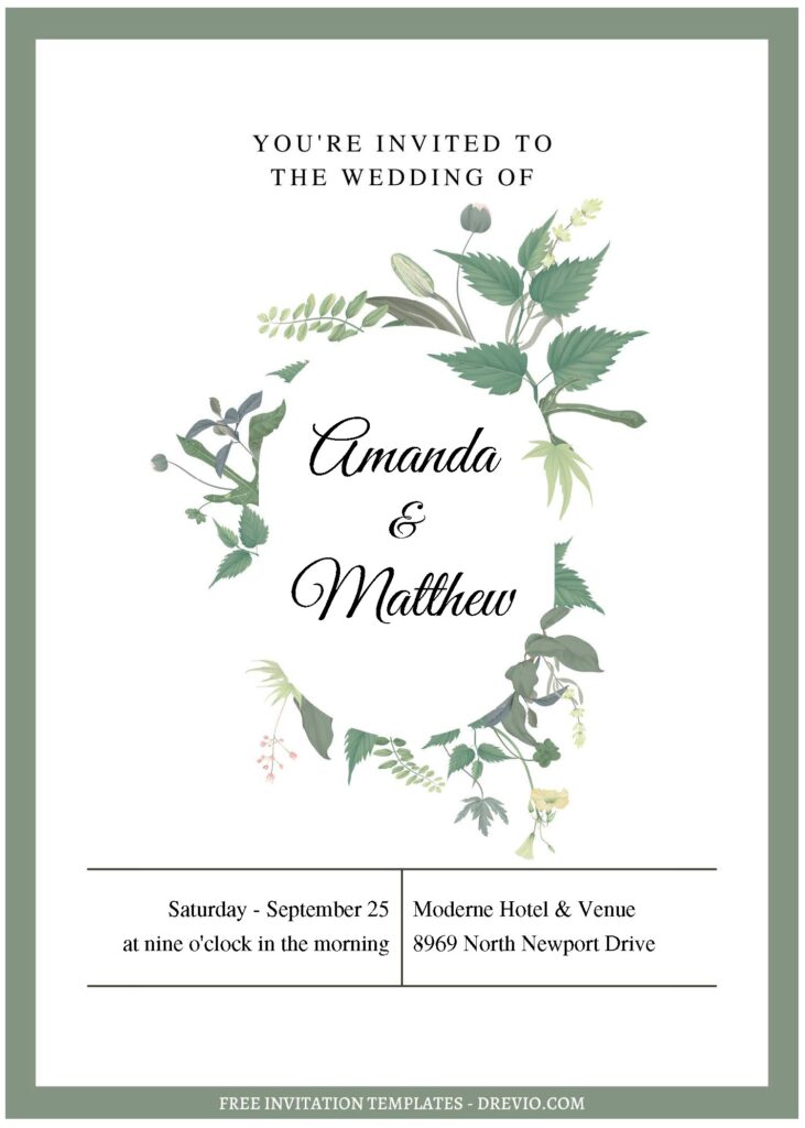 (Free Editable PDF) Picture Perfect Botanical Frame Wedding Invitation Templates B