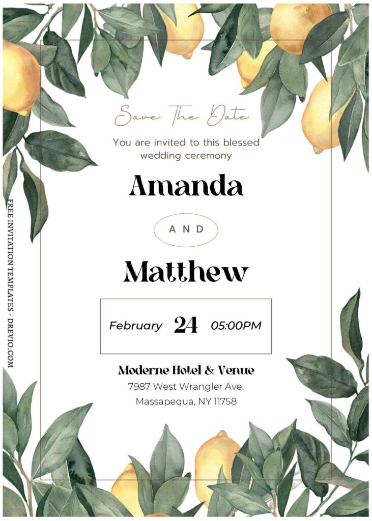 (Free Editable PDF) Botanical Countryside Wedding Invitation Templates A
