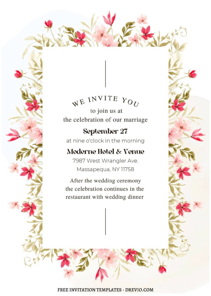 Invitation Template of (Free Editable PDF) Muted Floral Wedding Invitation Templates 2