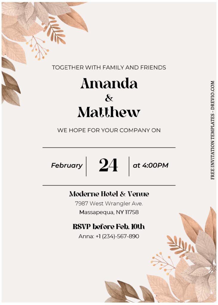 (Free Editable PDF) Modest And Chic Greenery Wedding Invitation Templates B