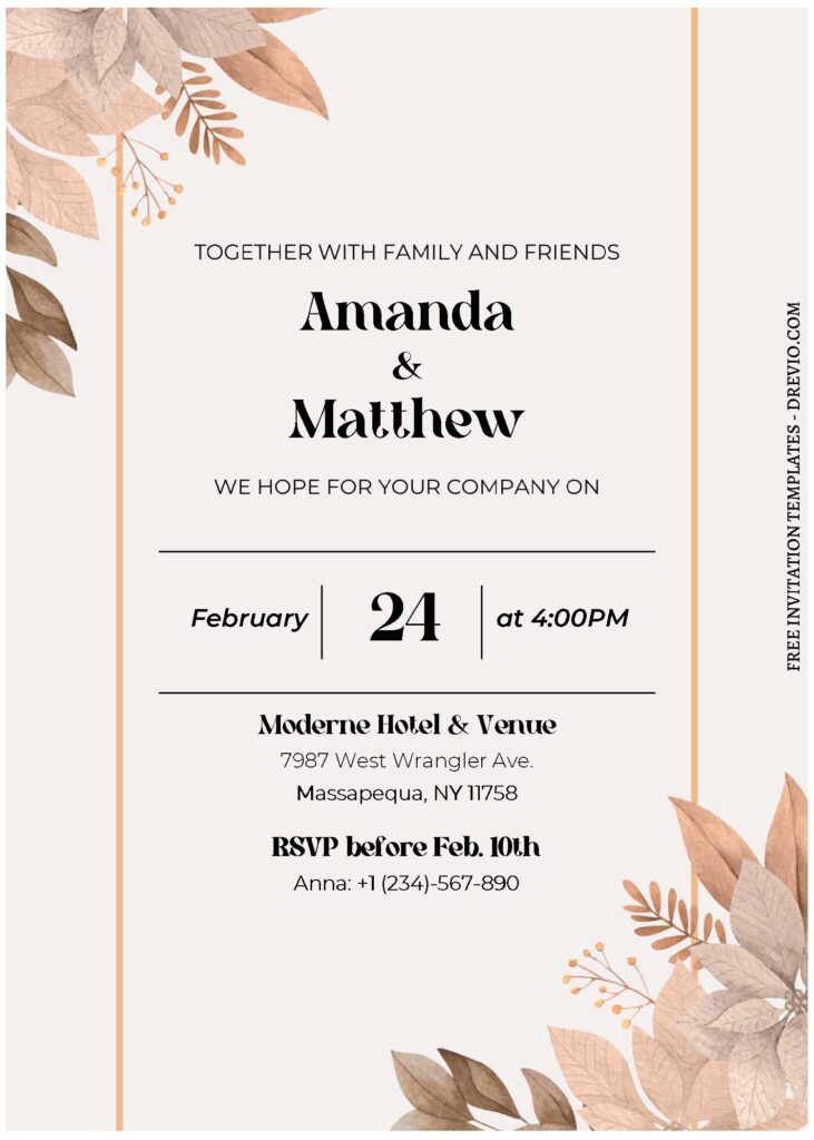 (Free Editable PDF) Modest And Chic Greenery Wedding Invitation Templates with editable text