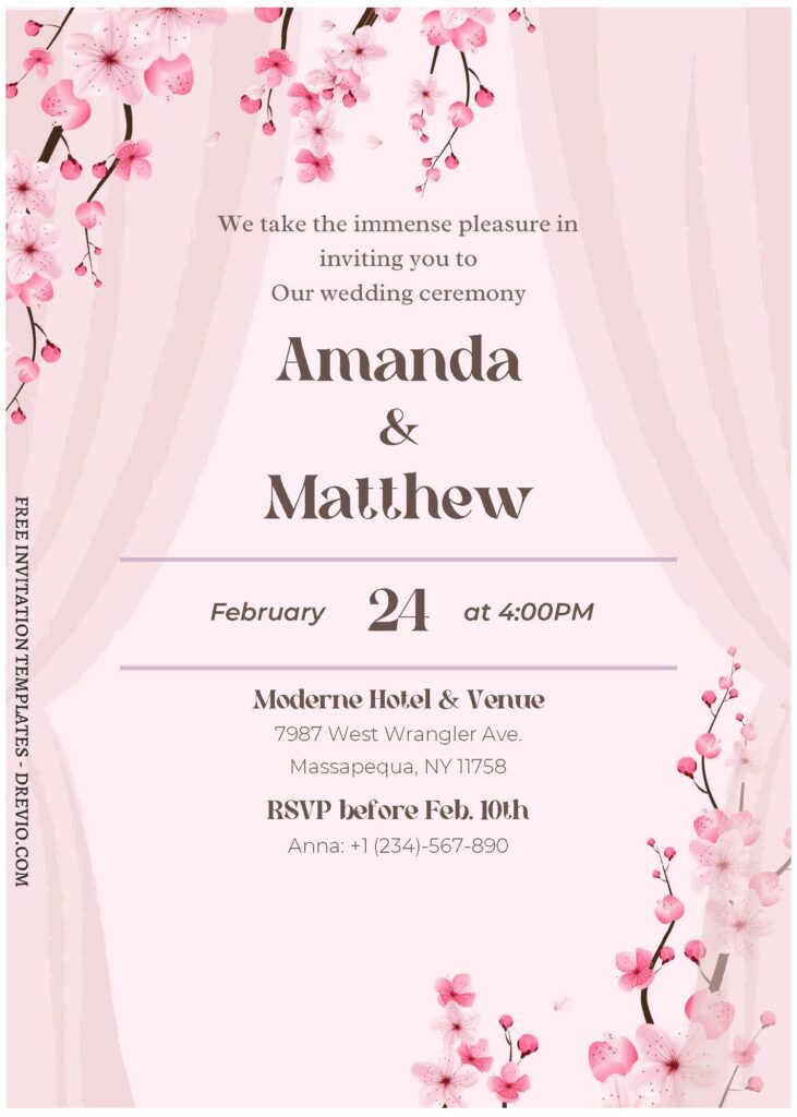 Invitation Template of (Free Editable PDF) Beige Minimalist Floral Wedding Invitation Templates 1