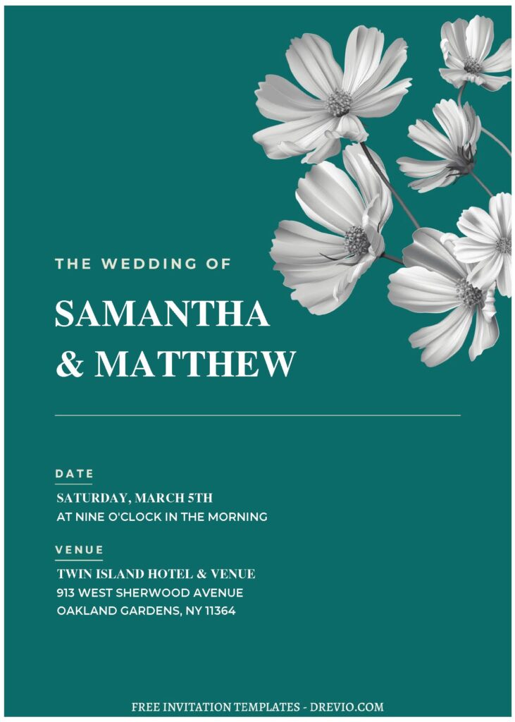 Invitation Template of (Free Editable PDF) Exquisite Spring Cosmos Wedding Invitation Templates 1