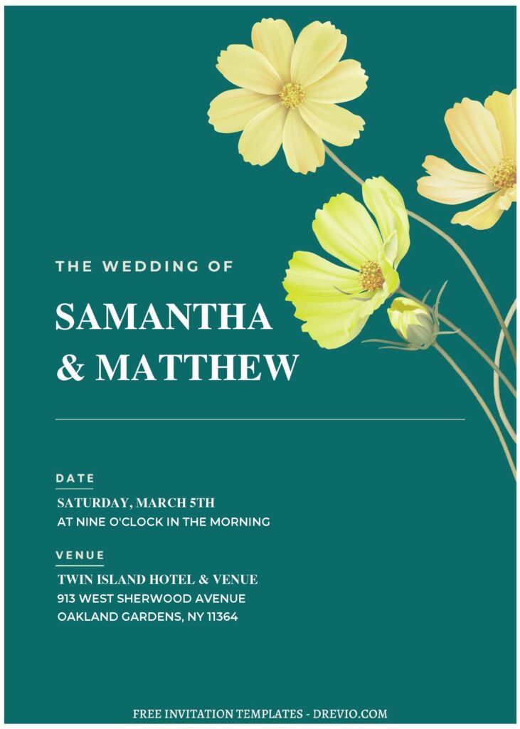 Invitation Template of (Free Editable PDF) Exquisite Spring Cosmos Wedding Invitation Templates 2