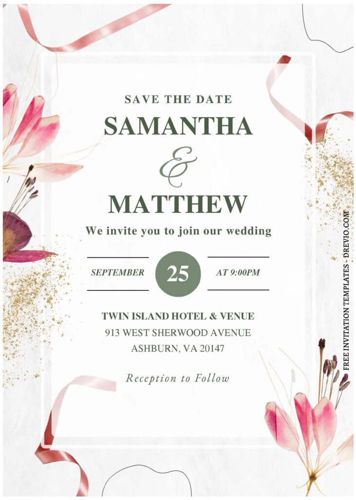(Free Editable PDF) Eco-Luxe Wedding Invitation Templates with editable text