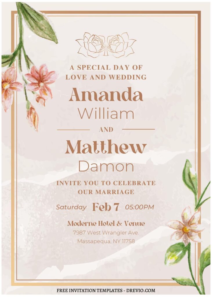 Invitation Template of (Free Editable PDF) Whimsical Gerbera Daisy Wedding Invitation Templates 1