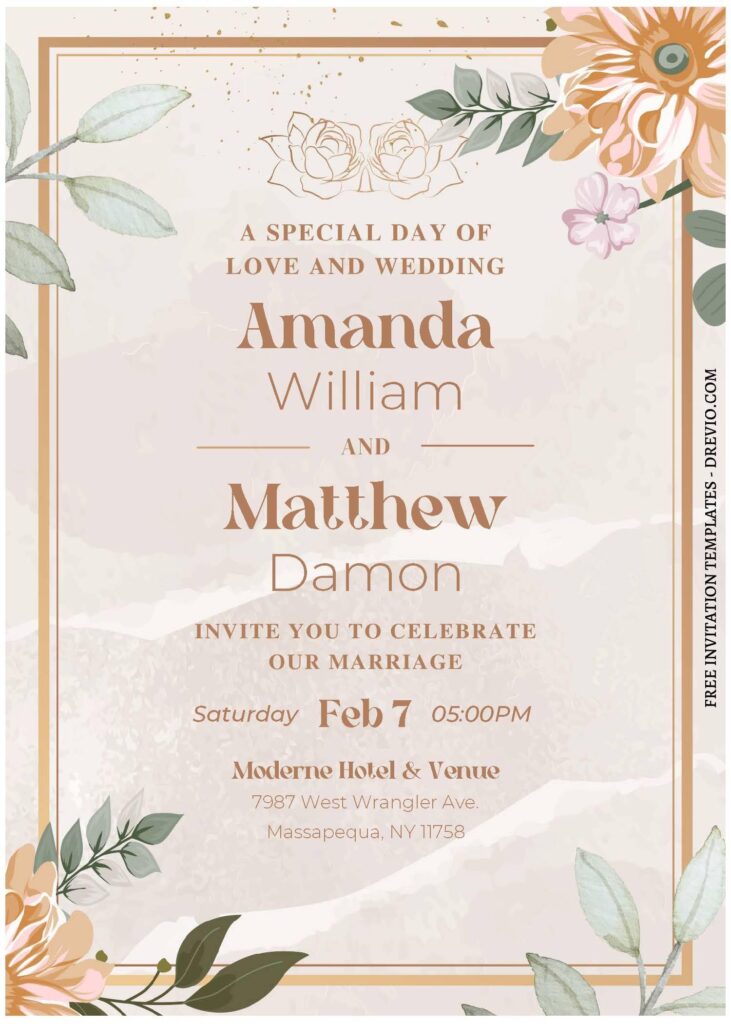 Invitation Template of (Free Editable PDF) Whimsical Gerbera Daisy Wedding Invitation Templates 3