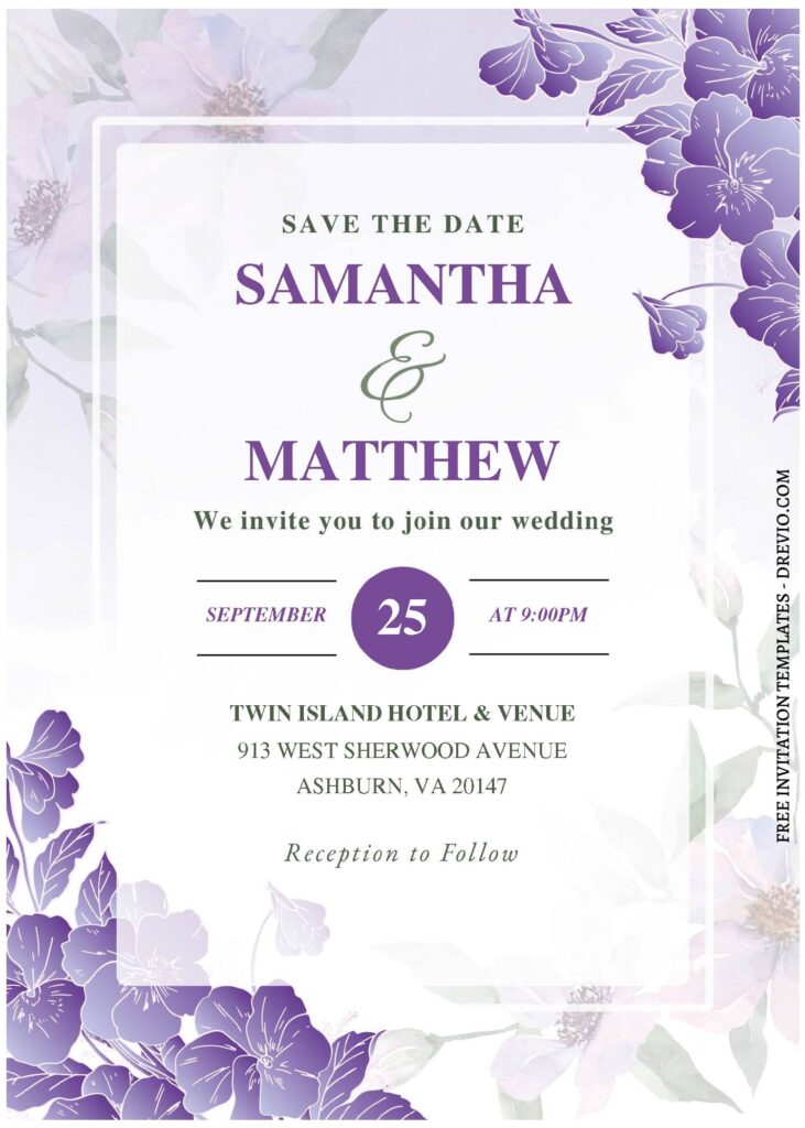 (Free Editable PDF) Pansy And Poppy Wedding Invitation Templates B
