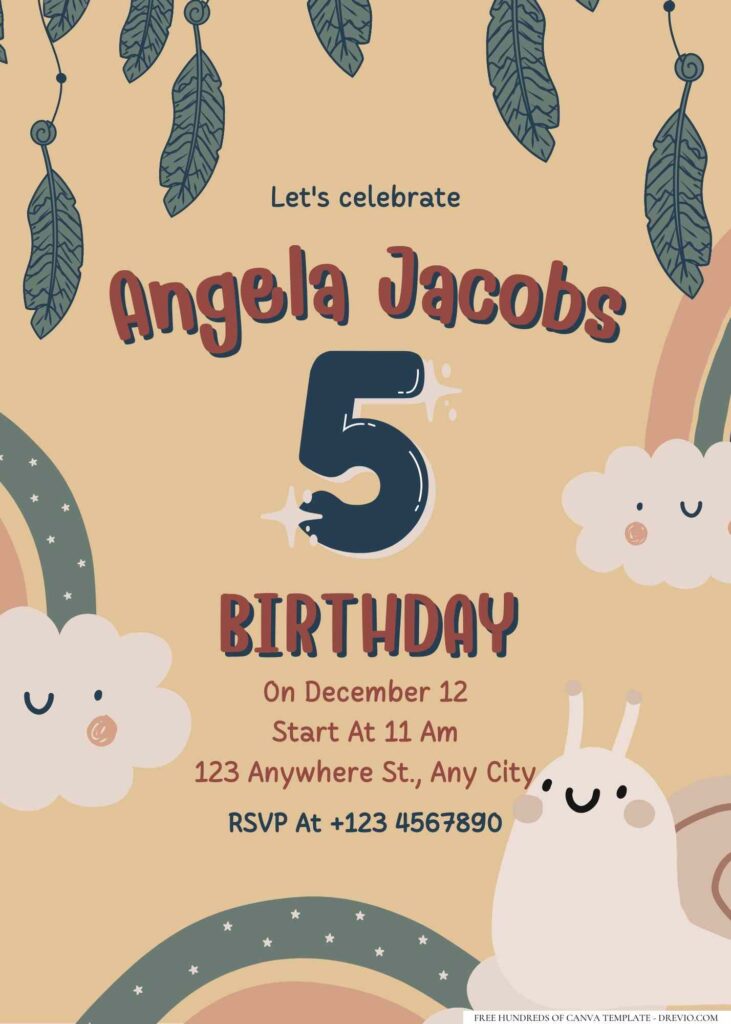 FREE Editable Bohemian Kids Birthday Invitation 