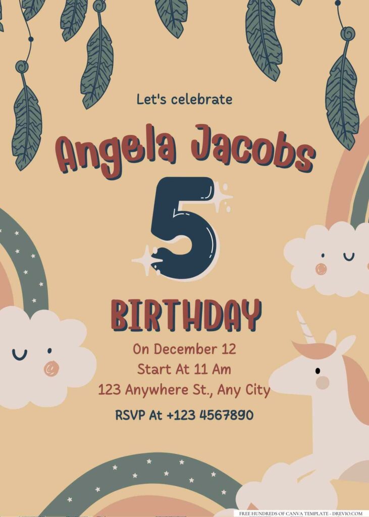 FREE Editable Bohemian Kids Birthday Invitation 