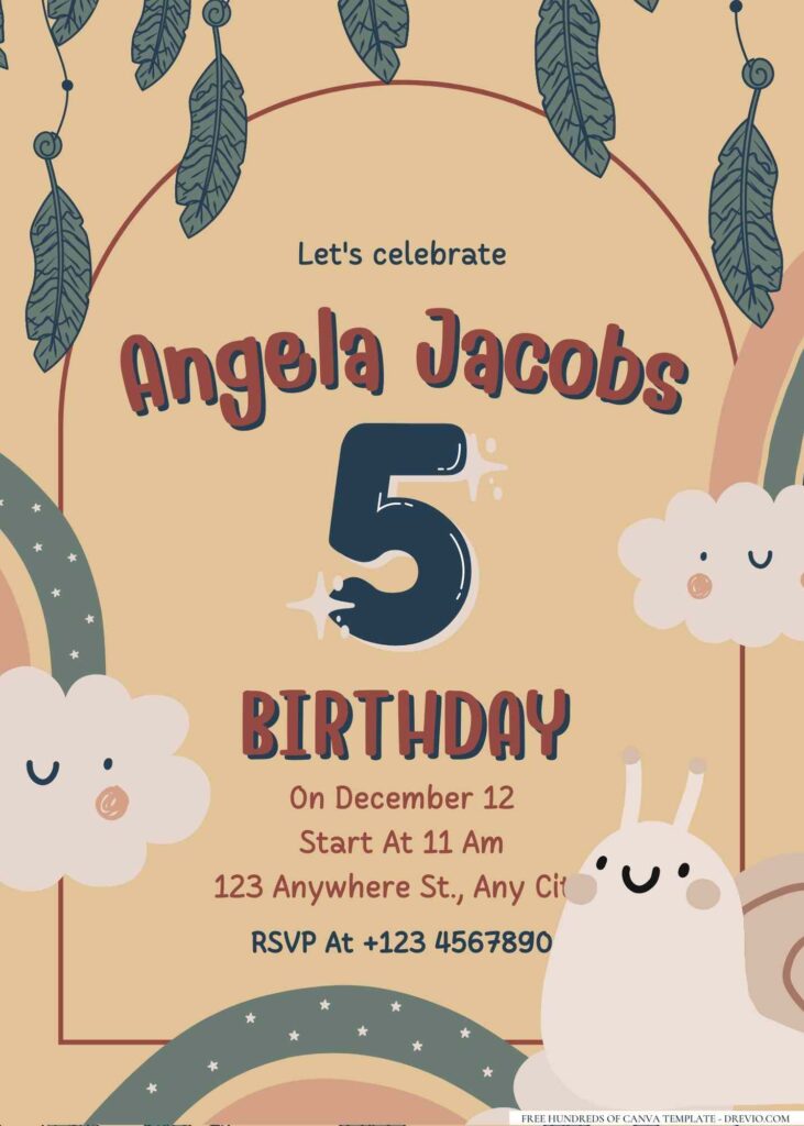 FREE Editable Bohemian Kids Birthday Invitation 