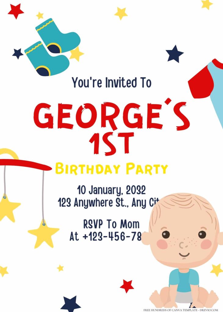FREE Editable Boy's Themed Birthday Invitation