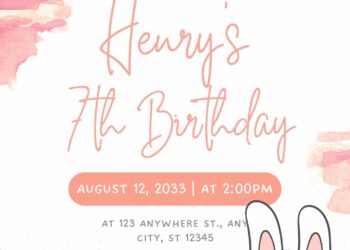 FREE Editable Bunny Cute Birthday Invitation