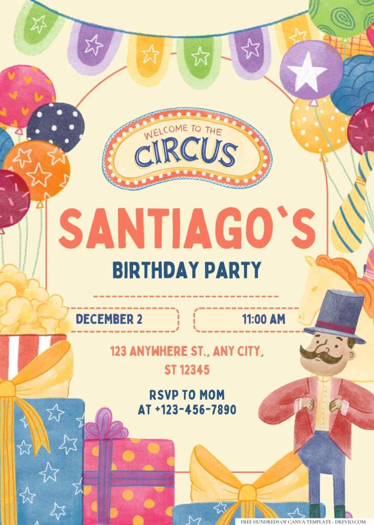 FREE Editable Circus Party! Birthday Invitation