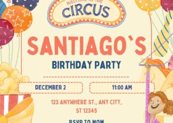 FREE Editable Circus Party! Birthday Invitation