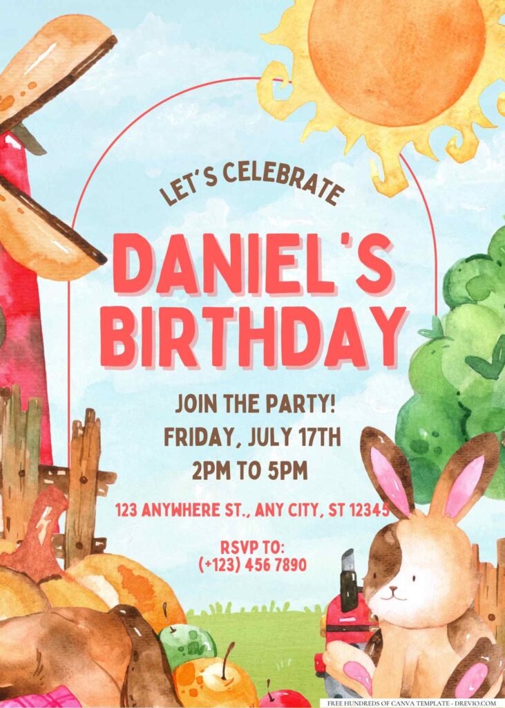 FREE Editable Farm Animals Birthday Invitation