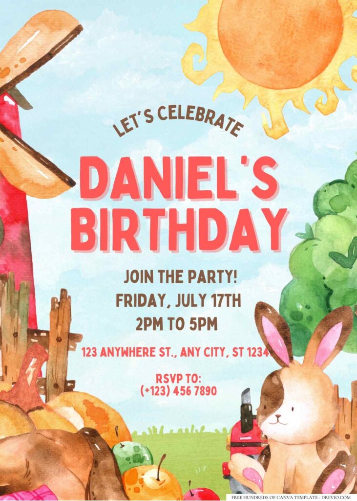 FREE Editable Farm Animals Birthday Invitation