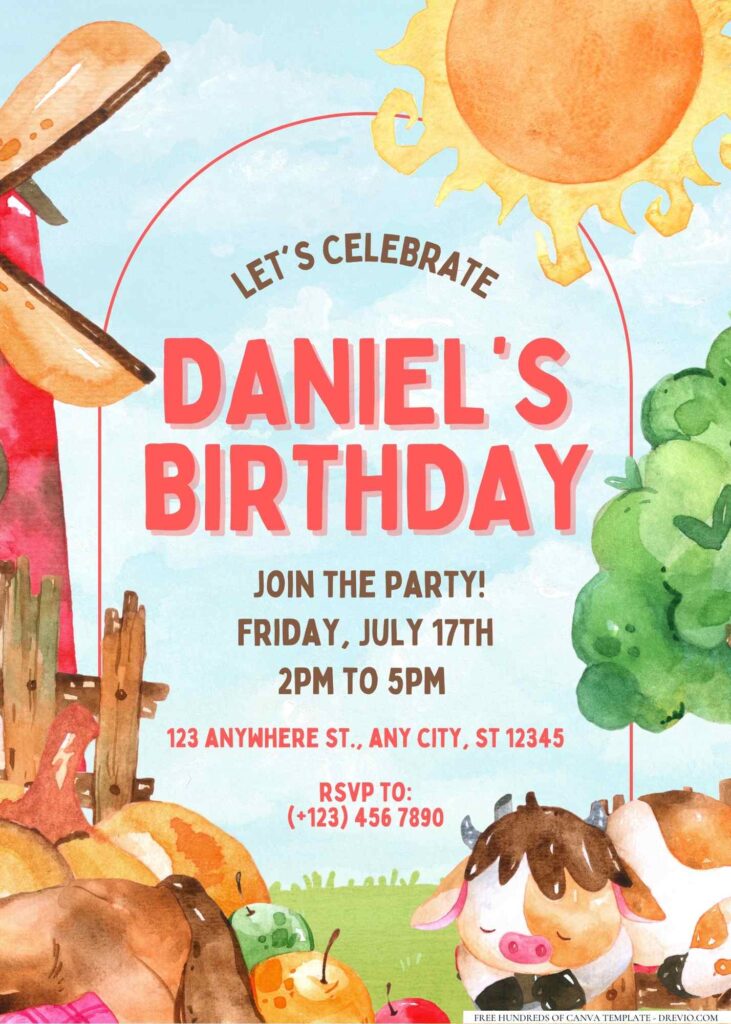 FREE Editable Farm Animals Birthday Invitation