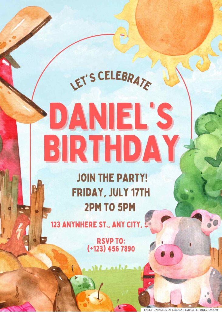 FREE Editable Farm Animals Birthday Invitation