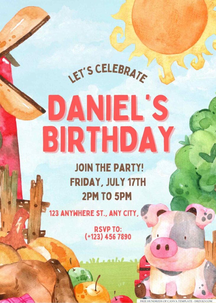 FREE Editable Farm Animals Birthday Invitation