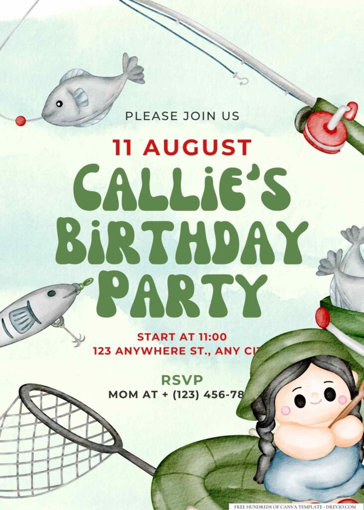 FREE Editable Fisher Kid Birthday Invitation