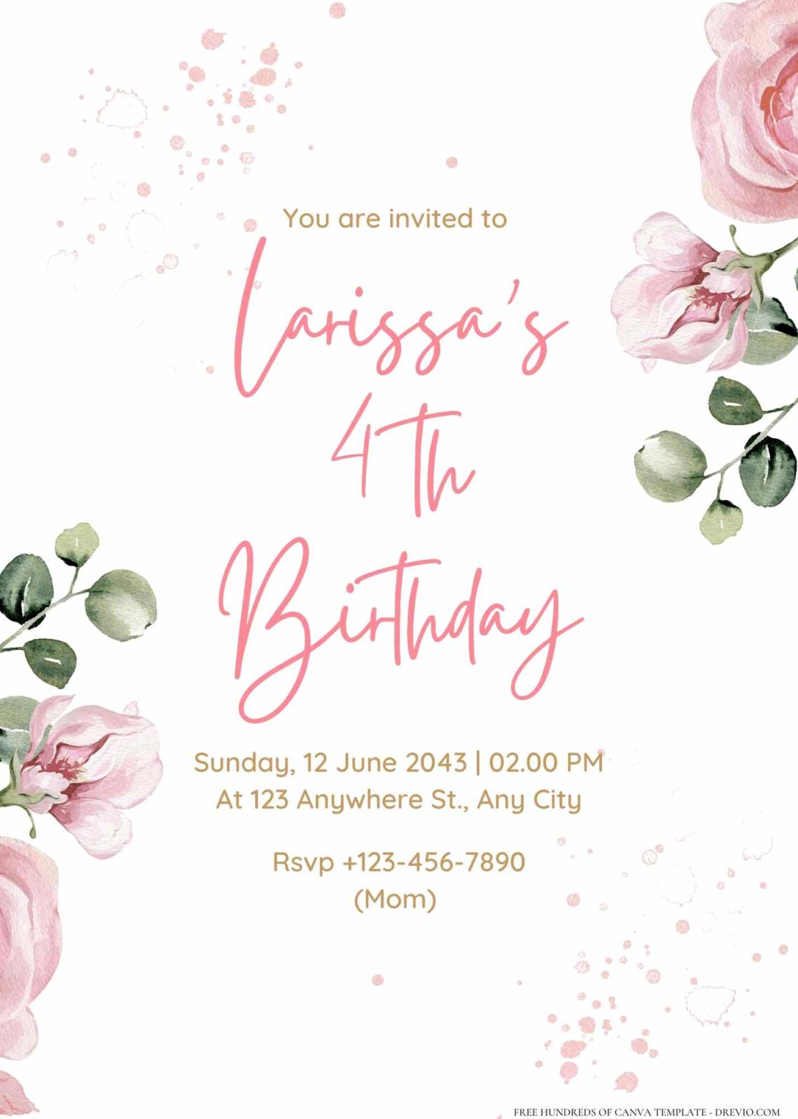 FREE Editable Floral Birthday Invitation