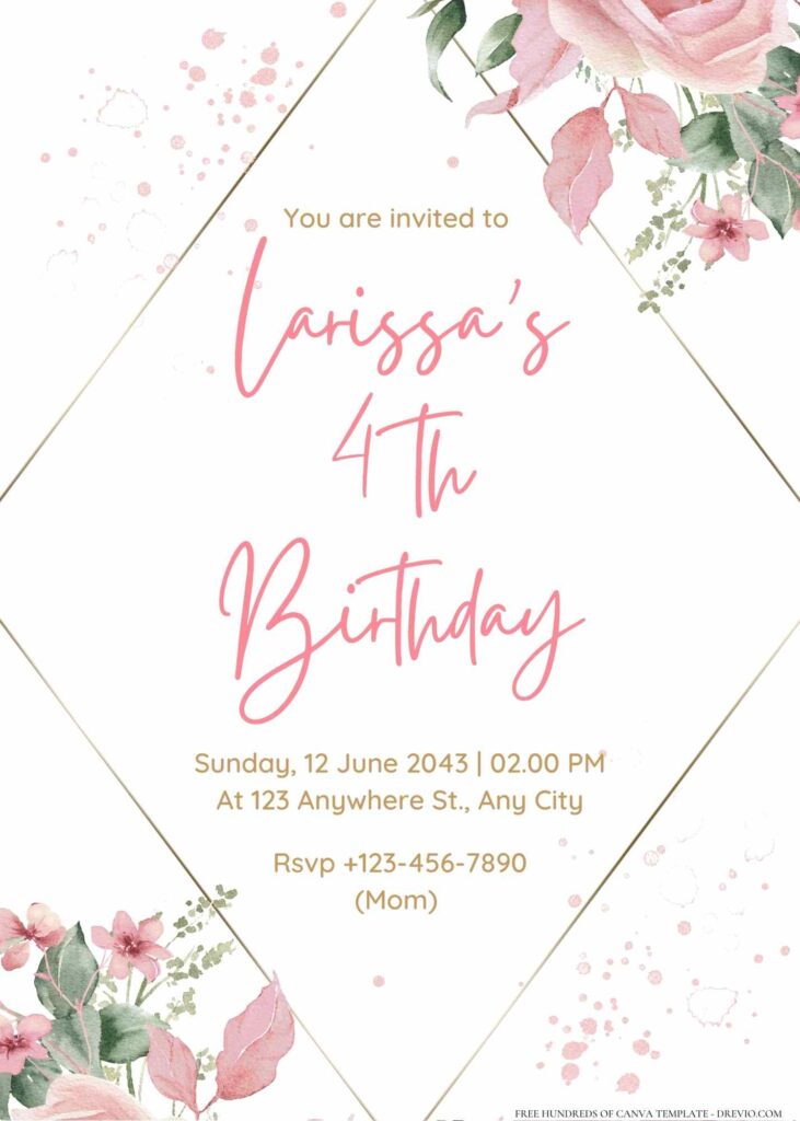 FREE Editable Floral Birthday Invitation