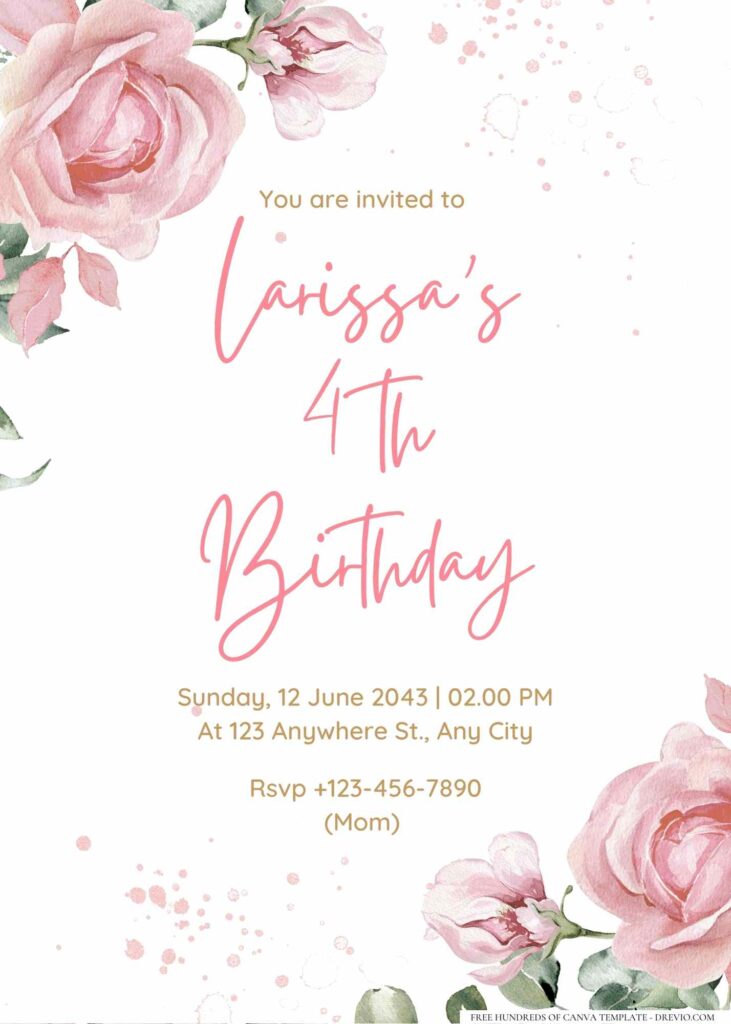 FREE Editable Floral Birthday Invitation