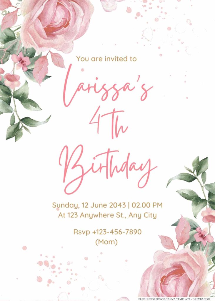 FREE Editable Floral Birthday Invitation