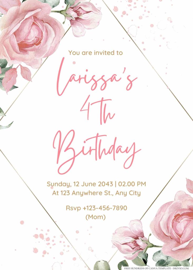 FREE Editable Floral Birthday Invitation