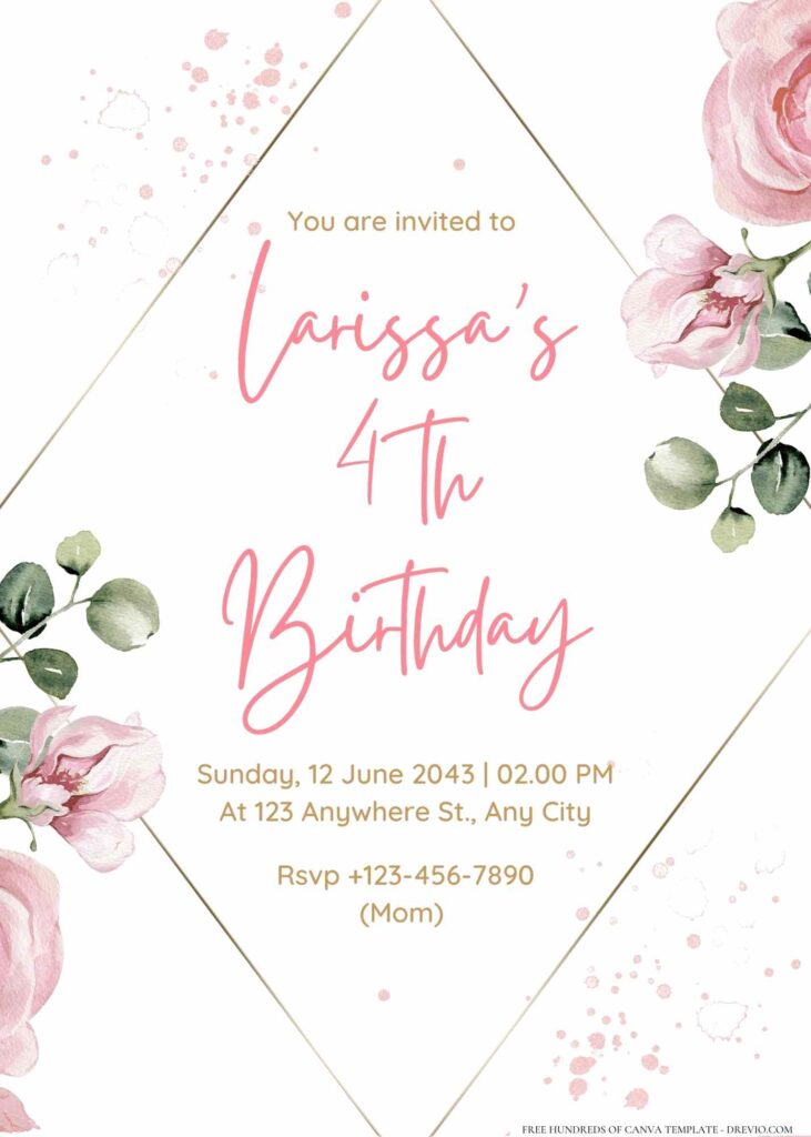 FREE Editable Floral Birthday Invitation