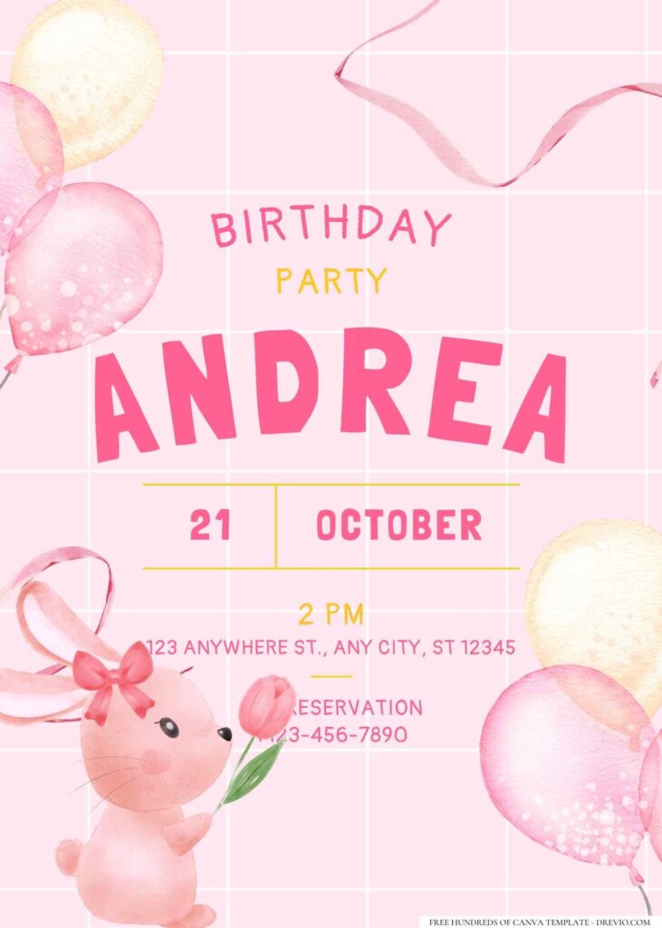 FREE Editable Girly Themed Birthday Invitation