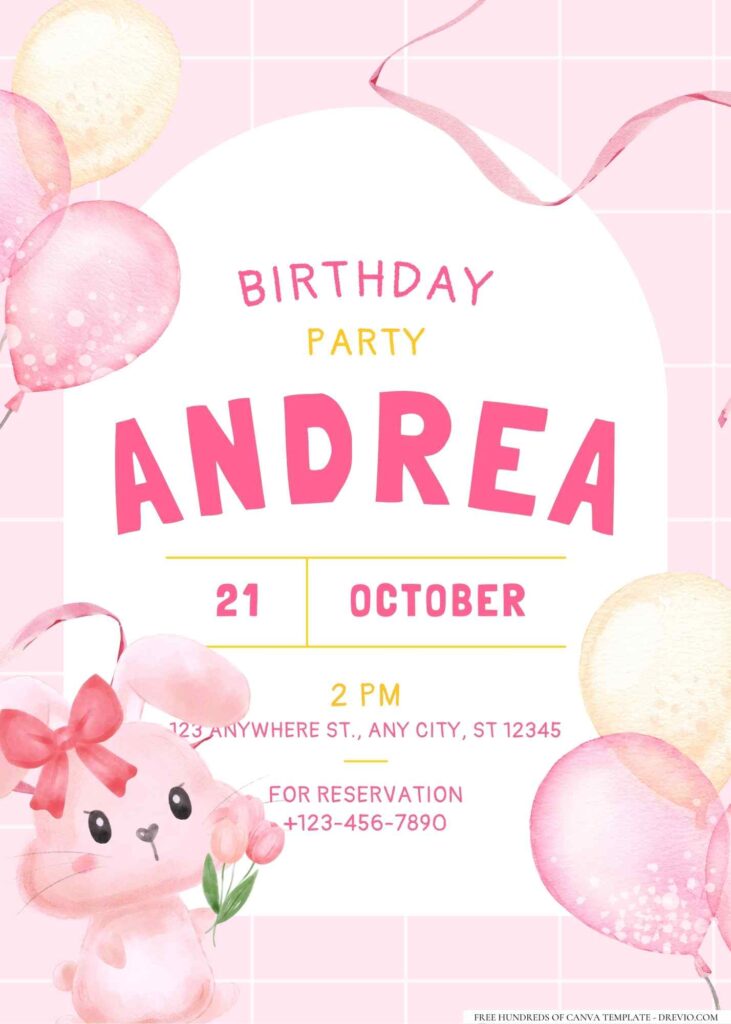 FREE Editable Girly Themed Birthday Invitation