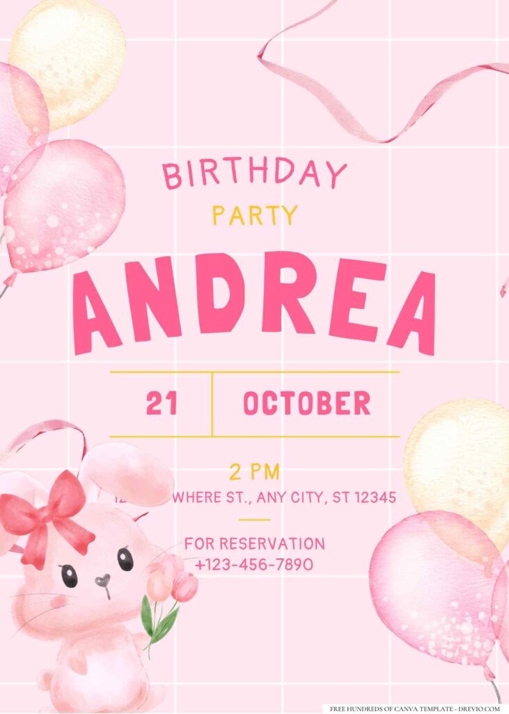 FREE Editable Girly Themed Birthday Invitation