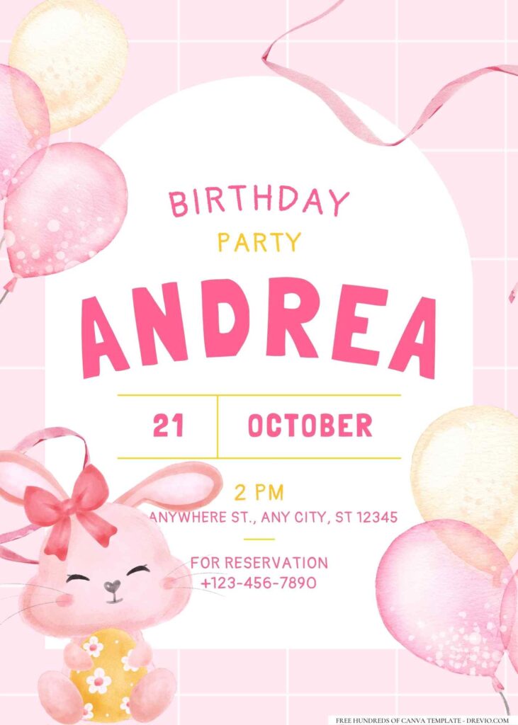 FREE Editable Girly Themed Birthday Invitation