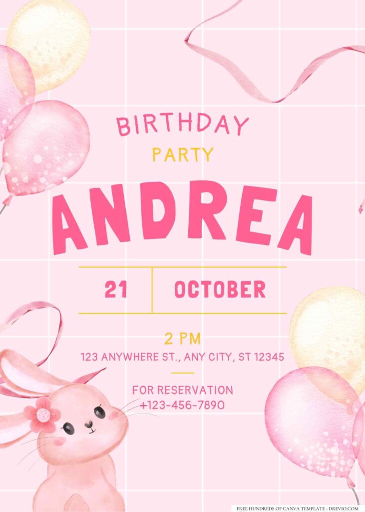 FREE Editable Girly Themed Birthday Invitation