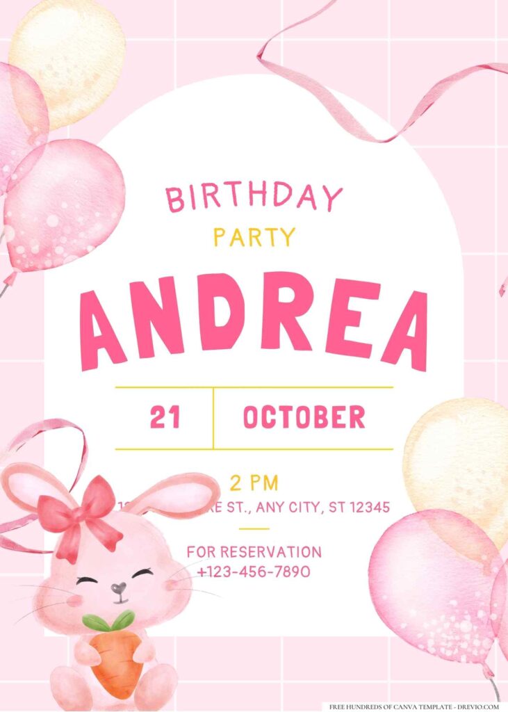 FREE Editable Girly Themed Birthday Invitation