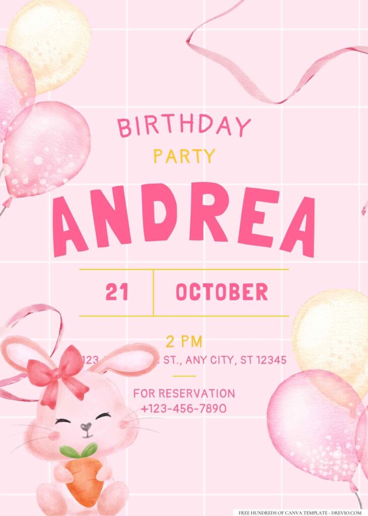 FREE Editable Girly Themed Birthday Invitation