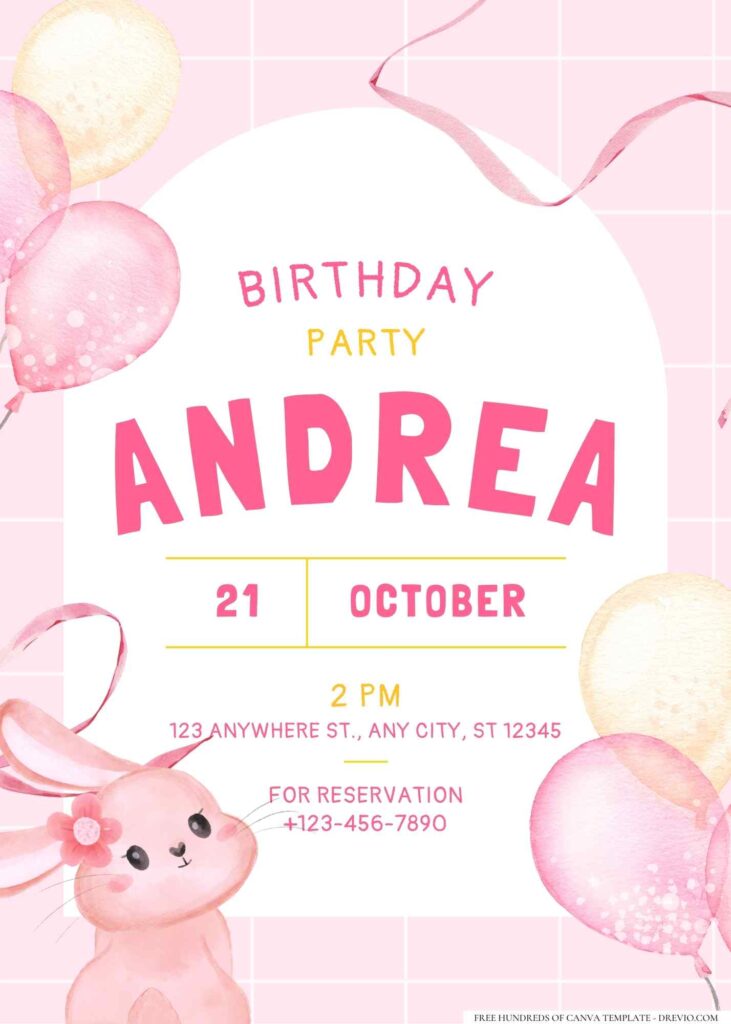 FREE Editable Girly Themed Birthday Invitation