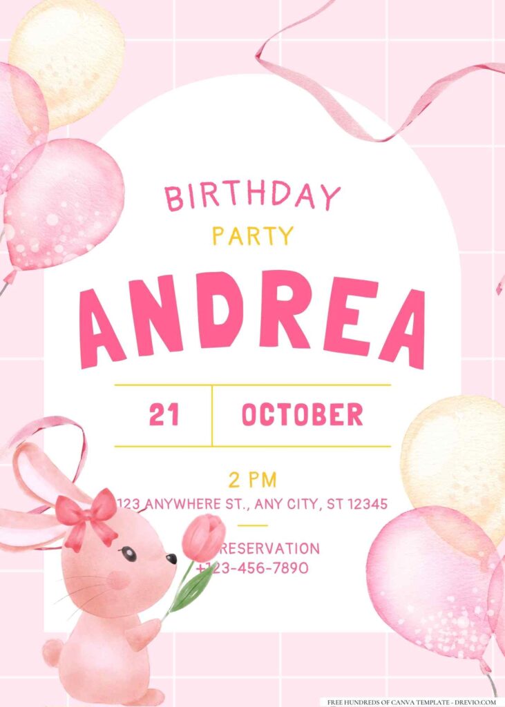 FREE Editable Girly Themed Birthday Invitation