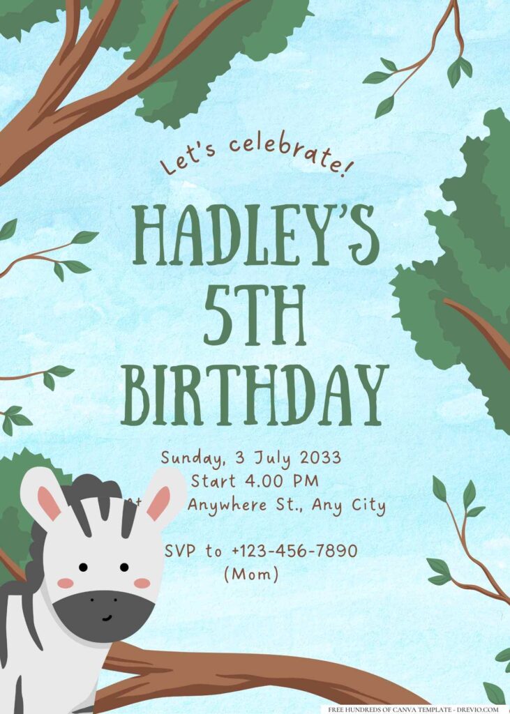 FREE Editable Jungle Birthday Invitation