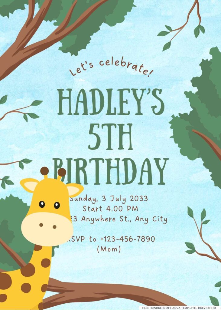 FREE Editable Jungle Birthday Invitation