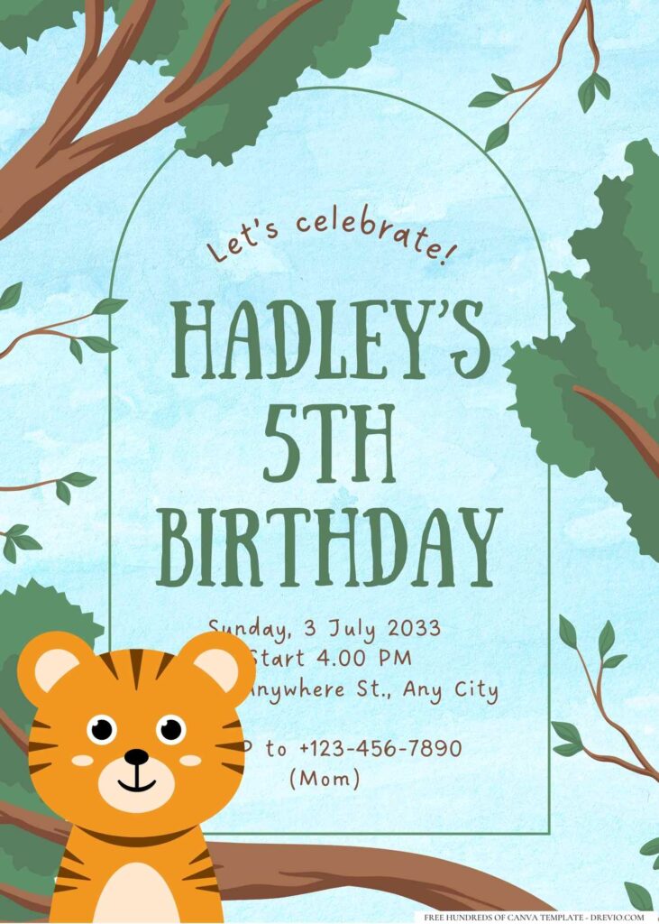 FREE Editable Jungle Birthday Invitation