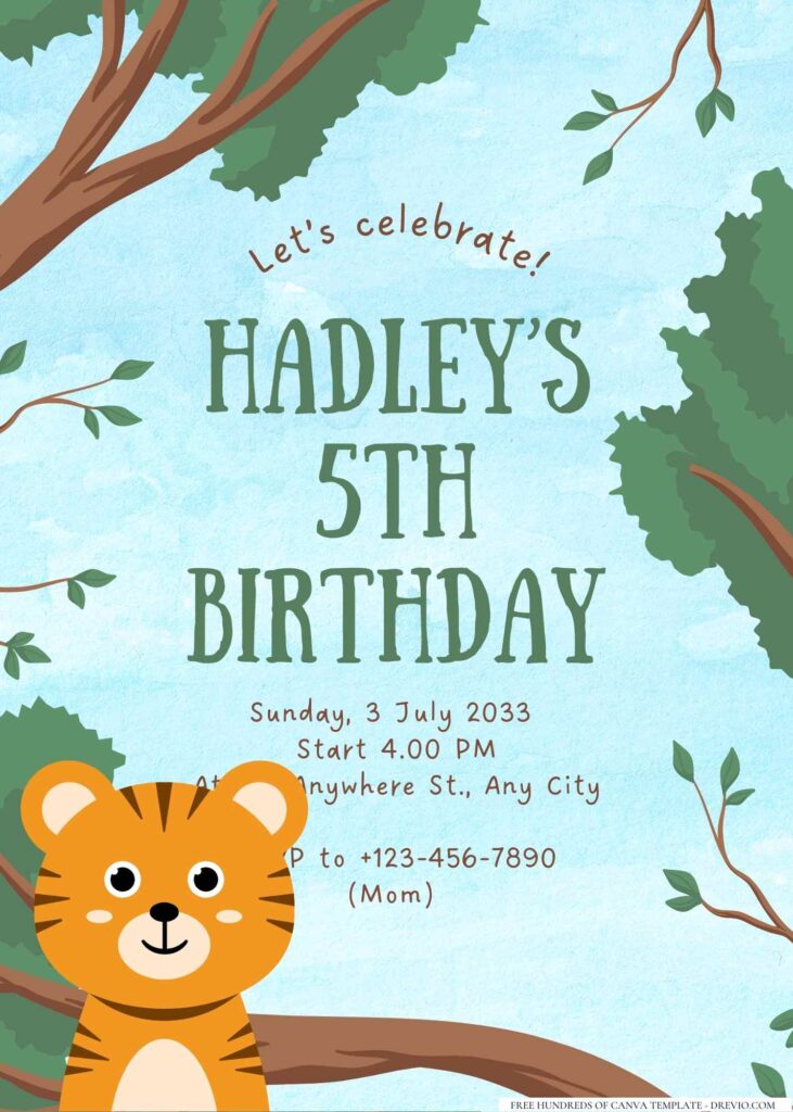 FREE Editable Jungle Birthday Invitation